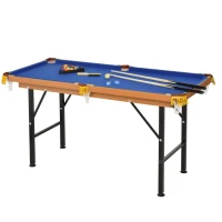 Soozier 54.3"L Mini Pool Table Portable Billiard Table Includes Cues, Ball, Chalk, Rack, Blue(m-11)
