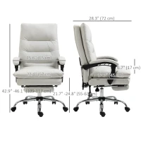 Vinsetto Executive Office Chair with 6-Point Massage and Heat, Microfibre Reclining Computer Chair with Footrest, Cream White(m-3)