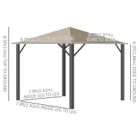 Outsunny 10' x 10' Patio Gazebo Outdoor Aluminum Frame Canopy Shelter with Curtains, Vented Roof for Garden, Lawn, Backyard and Deck, Khaki(m-3)