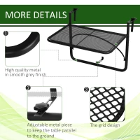 Outsunny Adjustable Balcony Hanging Railing Table, Metal Mounting Mini Wall Desk Storage Rack, Outdoor Flower Stand Serving Table Rectangle, Black(m-6)