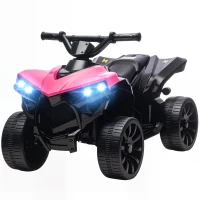 Qaba 6V Kids ATV, 4 Wheeler Electric Ride on Car with Music and LED Headlights, for Ages 3-8 Years Boys and Girls, Pink(m-2)