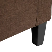 HOMCOM Storage Ottoman Bench, Linen Upholstered Bench with Tufted Design, Brown(m-9)