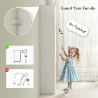 HOMCOM Tall Bathroom Cabinet, Slim Bathroom Floor Cabinet w/ 2 Doors and 4 Adjustable Shelves for Living Room, Kitchen, White(m-5)