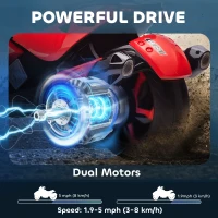 Qaba 12V Kids ATV with Suspension Wheels, Soft Start, LED Lights, Music, Red(m-4)