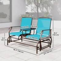 Outsunny Patio Glider Rocking Chair 2 Person Outdoor Loveseat Rocker Garden Furniture Bench, Blue(m-3)