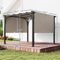Outsunny 10' x 10' Patio Pergola with Weather-Resistant Steel Frame, Backyard Sun Shade Canopy Cover Shelter for Porch Party, Garden, Grill Gazebo, Beige(m-3)