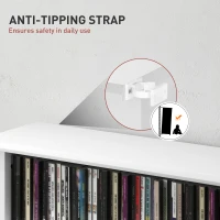 HOMCOM 8-Tier DVD Shelf with 6 Adjustable Shelves, Slim CD Shelf, Holds 360 CDs, 185 DVDs or 185 Blu-rays, White(m-6)