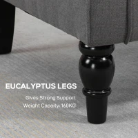 HOMCOM Fabric Accent Chair, Button Tufted Armchair, Armchair with Wood Legs, Thick Padding for Bedroom, Charcoal Grey(m-7)