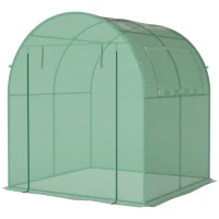 Outsunny 6' x 6' x 6.6' Walk-in Greenhouse, Tunnel Green House with Zippered Door, Roll-up Window, PE Cover, Steel Frame, Green(m-2)