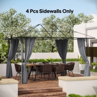 Outsunny Gazebo Replacement Sidewalls 4-Panel Privacy Wall for 10' x 12' Canopy, Outdoor Shelter Curtains Accessories Dark Grey