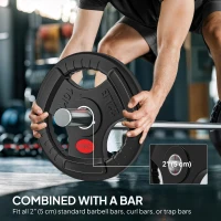 Soozier Weight Plates Set, 2-Inch Barbell Weights Set w/Tri-Grips for Weightlifting and Strength Training, 2 x 11lbs, 2 x 22lbs(m-5)