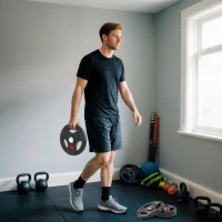 Soozier Weight Plates Set, 2-Inch Barbell Weights Set w/Tri-Grips for Weightlifting and Strength Training, 2 x 11lbs, 2 x 22lbs(m-1)