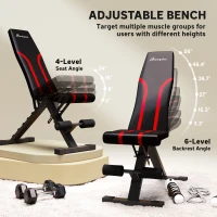 Soozier Adjustable Weight Bench, Foldable Workout Bench with Multi-Angle Seat and Back, Flat or Incline Bench for Home Gym(m-4)