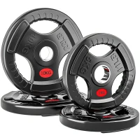 Soozier Weight Plates Set, 2-Inch Barbell Weights Set w/Tri-Grips for Weightlifting and Strength Training, 2 x 11lbs, 2 x 22lbs(m-11)