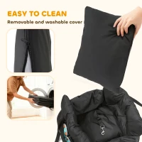 PawHut Dog Car Seat for Small Pets, Dog Booster Car Seat with Cushion and Storage Pockets, Machine Washable, Black(m-7)