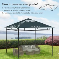Outsunny 10' x 10' Square Gazebo Canopy Replacement UV Protected Top Cover Sun Shade Grey(m-3)