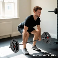 Soozier Weight Plates Set, 2-Inch Barbell Weights Set w/Tri-Grips for Weightlifting and Strength Training, 2 x 11lbs, 2 x 22lbs(m-10)