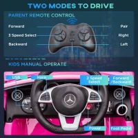 Aosom Mercedes SLC 300 Licensed Kids Electric Car with Remote Control, 12V Battery Powered Kids Ride on Car with Music, Lights, Suspension for 3-6 Years Old, Pink(m-5)