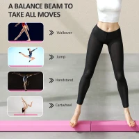 Soozier 7.7ft Folding Balance Beam, Gymnastics Equipment with Anti-Slip Bottom for Kids Home Training, Red(m-7)