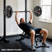 Soozier Weight Plates Set, 2-Inch Barbell Weights Set w/Tri-Grips for Weightlifting and Strength Training, 2 x 11lbs, 2 x 22lbs(m-9)