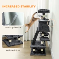 PawHut 52 Inch Large Cat Tree for Indoor Cats, Dark Grey(m-7)
