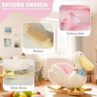 Qaba Baby Rocking Horse, Kids Ride on Pelican Rocking Horse for Toddlers 18–36 Months with Realistic Sound, White(m-5)