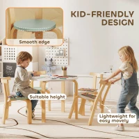 Qaba Wooden Kids Table and Chairs Set, 5 Piece Wooden Toddler Table and Chairs Set for Ages 3-8 Years, Green(m-5)