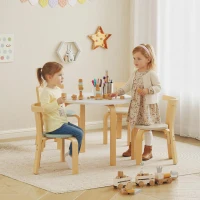 Qaba Wooden Kids Table and Chairs Set, 5 Piece Wooden Toddler Table and Chairs Set for Ages 3-8 Years, Green(m-2)