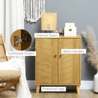 HOMCOM Storage Cabinet with Doors, Cupboard Organization with Shelf and Wood Legs, Storage Solution for Living Room, Bathroom(m-6)