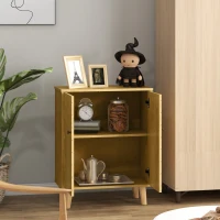 HOMCOM Storage Cabinet with Doors, Cupboard Organization with Shelf and Wood Legs, Storage Solution for Living Room, Bathroom(m-8)