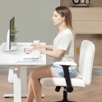 HOMCOM Criss Cross Chair with Flip-up Armrests, Wheels, Wide Office Chair with Adjustable Height, Tilting for Home, Cream White(m-9)