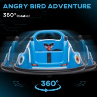 Qaba Angry Bird Licensed Electric Ride on Car, 12V Bumper Car for Kids w/ Dual Joysticks, 360 Degree Spin, Blue(m-4)