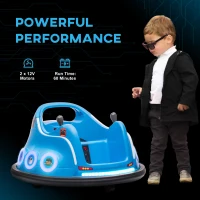 Qaba Angry Bird Licensed Electric Ride on Car, 12V Bumper Car for Kids w/ Dual Joysticks, 360 Degree Spin, Blue(m-9)