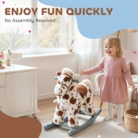 Qaba Rocking Horse, Animal Rocker with Rabbit Toy and Realistic Sound for Toddlers, Soft Filling Ride on Pony, Brown(m-8)