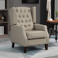 HOMCOM Faux Leather Accent Chair with Thick Padding for Living Room, Bedroom, Home Office, Khaki(m-7)