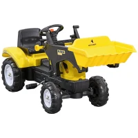 Aosom Kids Ride on Excavator, Pedal Go Kart with Front Loader Digger for 3 Year Old, Yellow(m-1)