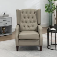 HOMCOM Faux Leather Accent Chair with Thick Padding for Living Room, Bedroom, Home Office, Khaki(m-6)