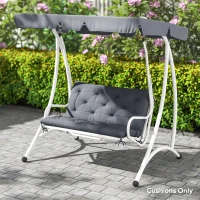 Outsunny Porch Swing Cushion Garden Bench Cushion with Backrest, Non-Slip 2-seater Soft Pad, Swing Chair Mat Replacement for Indoor and Outdoor, 39.4" x 38.6", Dark Grey(m-9)