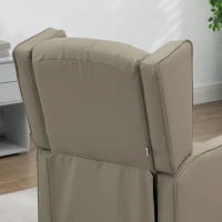 HOMCOM Faux Leather Accent Chair with Thick Padding for Living Room, Bedroom, Home Office, Khaki(m-8)