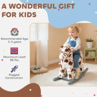 Qaba Rocking Horse, Animal Rocker with Rabbit Toy and Realistic Sound for Toddlers, Soft Filling Ride on Pony, Brown(m-9)