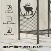 Outsunny Firewood Rack Outdoor, 19" Heavy Duty Metal Fireplace Log Holder with Mesh Sides and Decorative Deer Patterns(m-5)