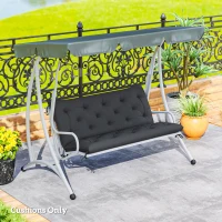Outsunny 2 Seater Garden Bench Cushion, Soft Thick Outdoor Non-Slip 2 Seater Soft Pad With Backrest for Garden Patio, 47" x 43" x 5", Black(m-9)