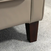 HOMCOM Faux Leather Accent Chair with Thick Padding for Living Room, Bedroom, Home Office, Khaki(m-9)