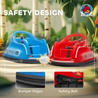 Qaba Angry Bird Licensed Electric Ride on Car, 12V Bumper Car for Kids w/ Dual Joysticks, 360 Degree Spin, Red(m-6)
