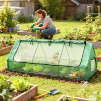 Outsunny Portable Mini Greenhouse with Mesh Windows for Indoor and Outdoor, 94.5" x 35.4" x 35.4", Green(m-1)