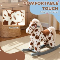 Qaba Rocking Horse, Animal Rocker with Rabbit Toy and Realistic Sound for Toddlers, Soft Filling Ride on Pony, Brown(m-6)