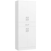 HOMCOM 71" Kitchen Pantry Cabinet with Drawer and Adjustable Shelf, Freestanding Tall Storage Cabinet with 2 Double Door Cupboards, White(m-1)