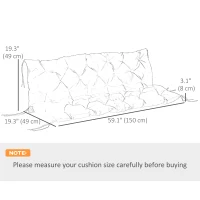 Outsunny 3 Seater Outdoor Seat Pads Bench Swing Chair Replacement Cushions Backrest for Patio Garden, Dark Grey(m-3)