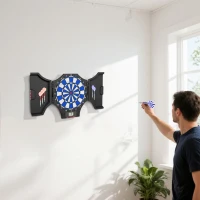 Soozier Electronic Dartboard Set with 31 Games and 285 Programs for 8 Players, Soft Tip Dart Board Set with Cabinet, 6 Darts and 6 Spare Tips, LCD Display(m-9)