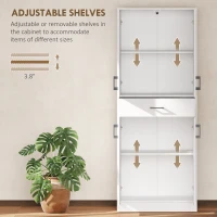 HOMCOM 71" Kitchen Pantry Cabinet with Drawer and Adjustable Shelf, Freestanding Tall Storage Cabinet with 2 Double Door Cupboards, White(m-5)